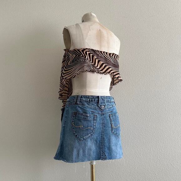 handmade tan and brown retro abstract mesh bandeau - Picture 4 of 7